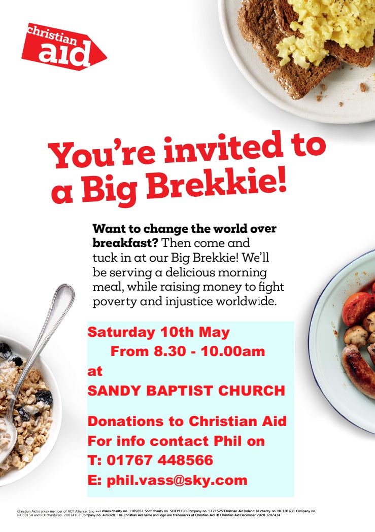 Big Brekkie 25 10 May 8.30-10.30